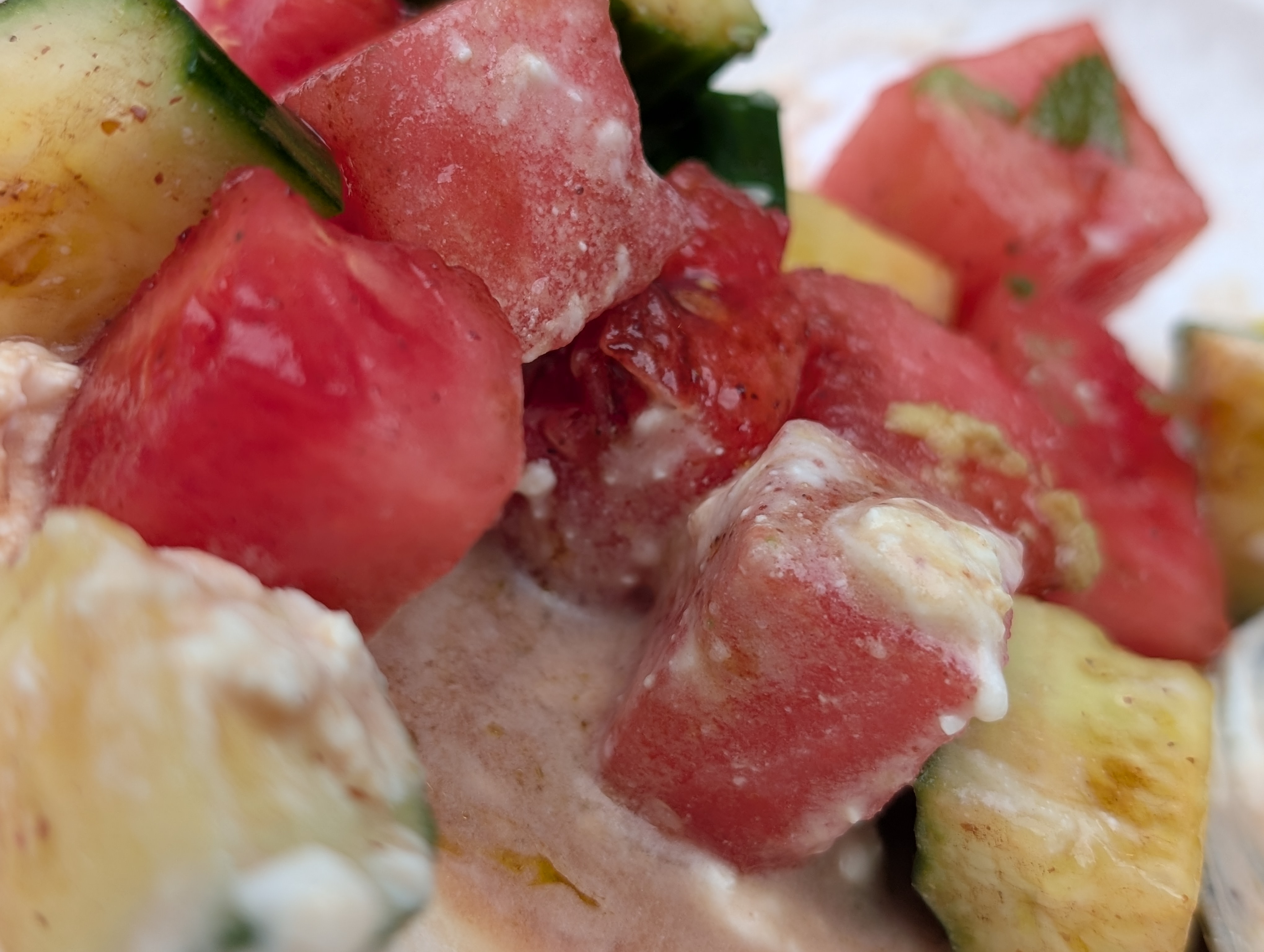 Watermelon salad with feta, cucumber, and mint at Casa Pernoi in Birmingham, MI